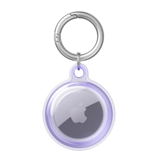 Apple AirTag Case with Keychain - Transparent Purple