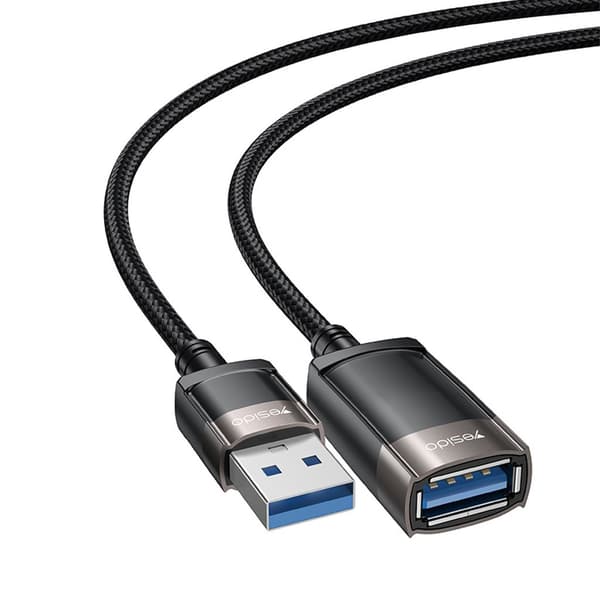 Yesido USB-A male to female extension cable, 1.5m - Black