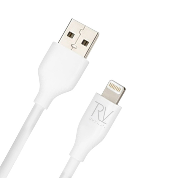 Rvelon iPhone-kabe USB A till Lightning MFi Silikon 1M Vit