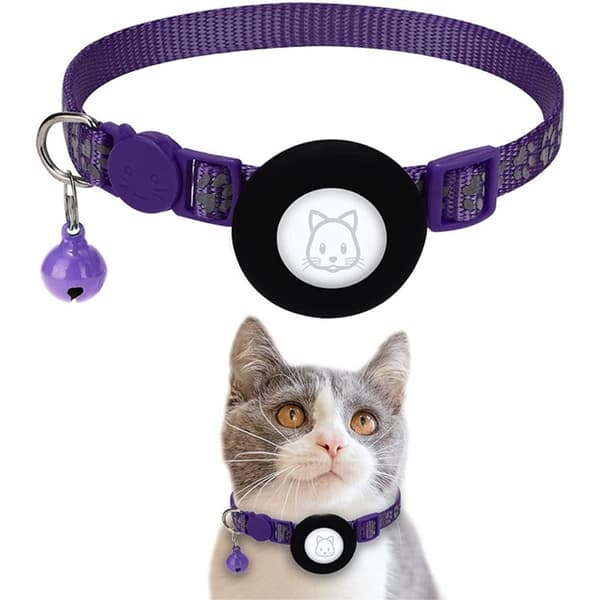 AirTag cat collar with bell - Purple