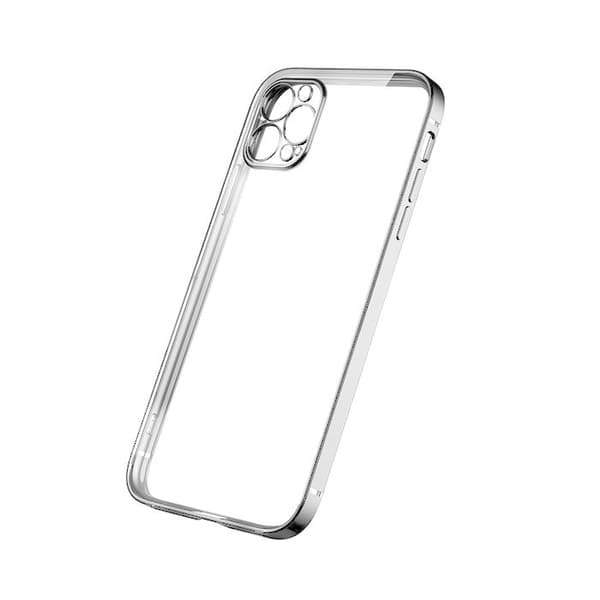 iPhone 12 Pro Max Tunn Transparent Ram Skal Hög kvalité - Silver Svart