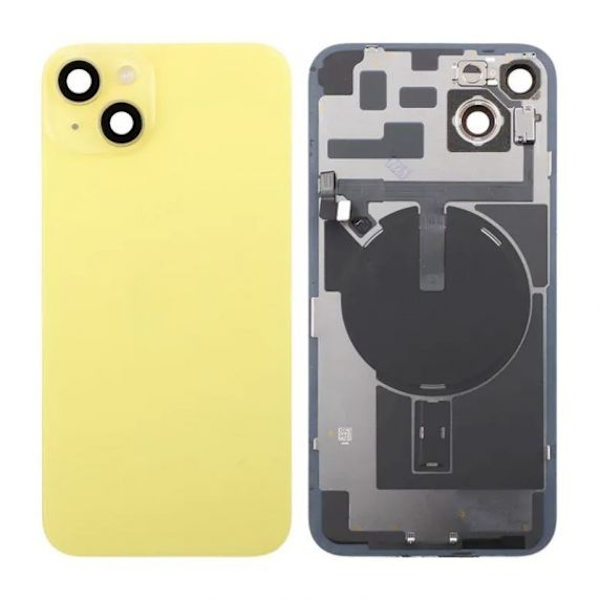 Original iPhone 14 Plus Baksida Glas med lins samt tejp - Gul