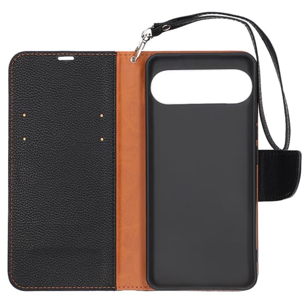 Wallet Case with Stand for Google Pixel 9 - Black and Brown