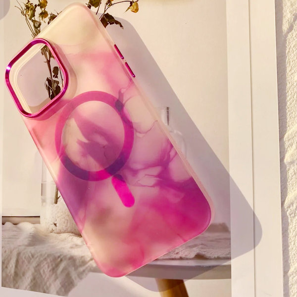 iPhone 14 Plus MagSafe Mobilskal - Rosa Abstrakt