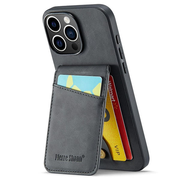 FIERRE SHANN iPhone 16 Pro Case with Card slots - Black