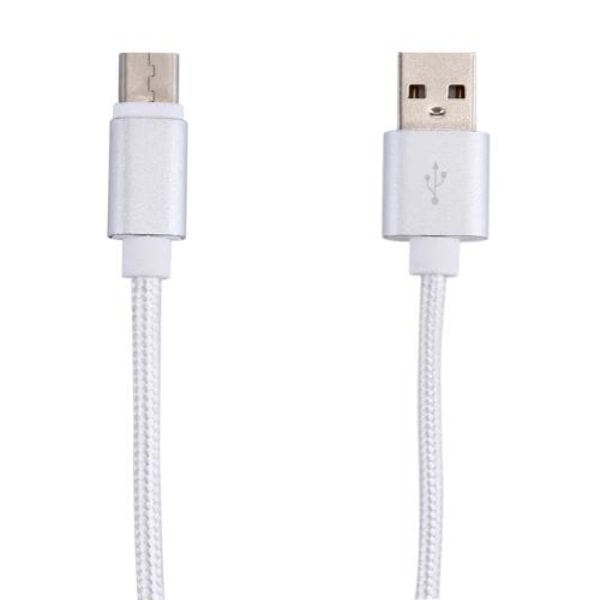 SiGN Kort USB-C-kabel i Nylontyg 5V, 3A, 20 cm - Silver