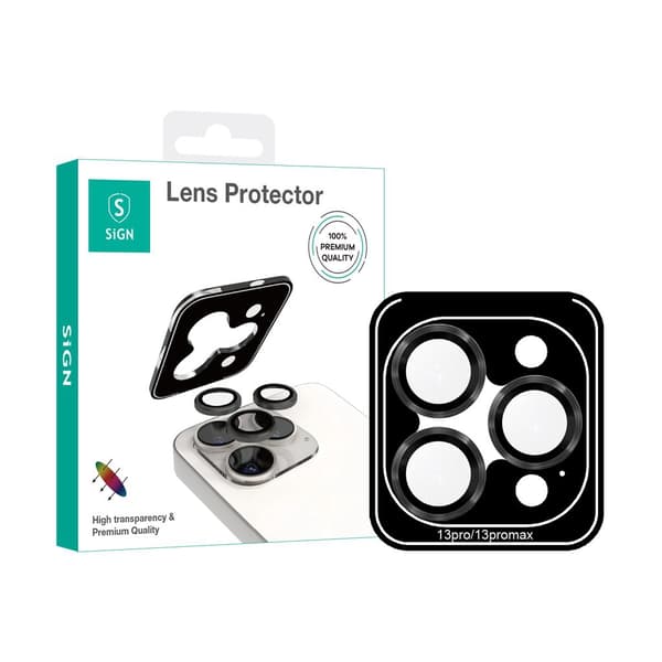 SiGN Lens protector in tempered glass for iPhone 13 Pro/13 Pro Max - Black/transparent