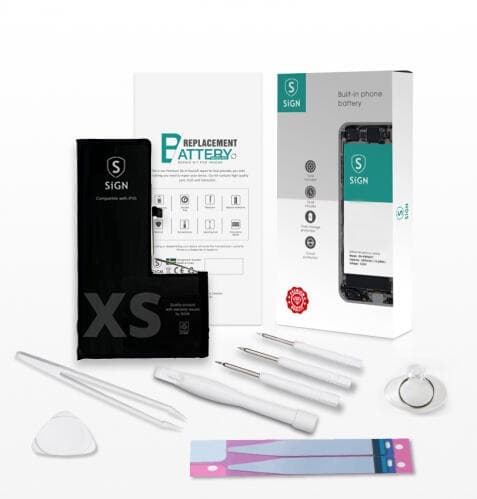 SiGN iPhone XS Komplett Kit för Batteribyte i Högsta Kvalitet Svart