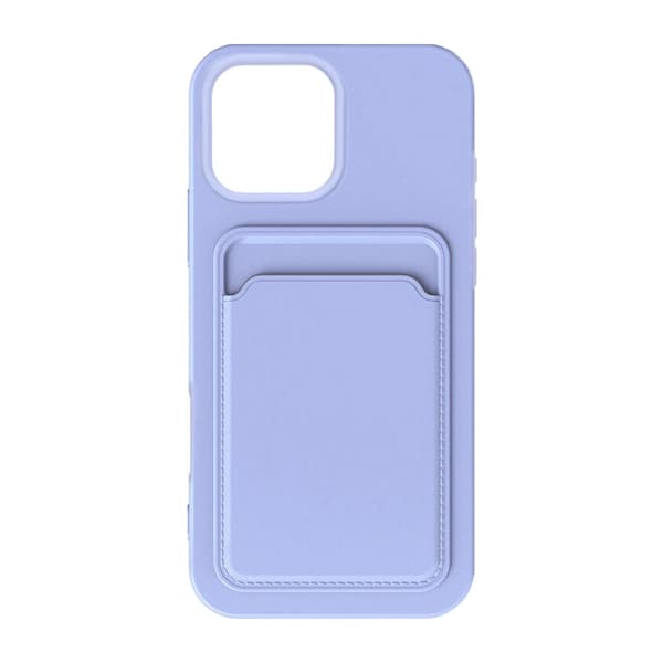 iPhone 16 Pro Max Silicone Phone Case with Card Holder - Purple