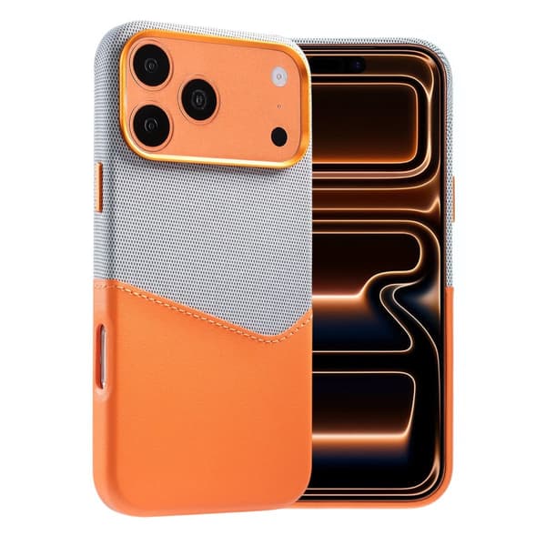 Dual-Tone Leather Card Holder Magnetic Phone Case For iPhone 17 Pro Max/18 Pro Max Orange