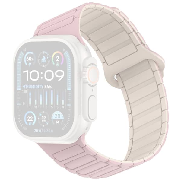 Apple Watch 42/41/40/38mm Silicone Watch Strap Magnetic Loop - Pink/White