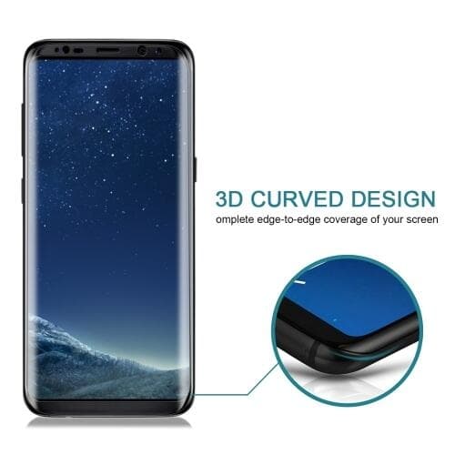 Samsung Galaxy S8 Skärmskydd 3D Curved härdat glas Svart