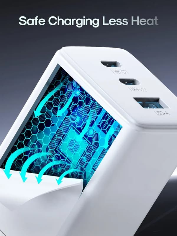 SiGN GaN Ultra 65W 2xUSB-C & 1xUSB-A Snabbladdare - Vit Svart