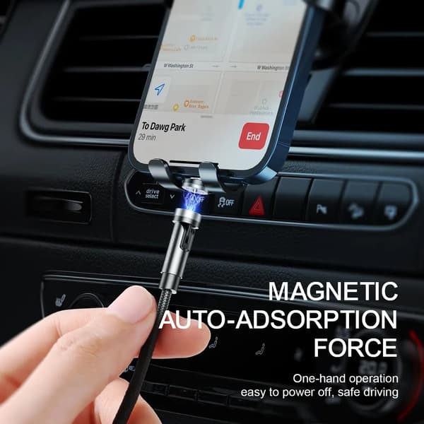 SiGN 3-in-1 360° Magnetkabel Lightning, USB-C, Micro-USB, 2.4A - Svart Svart