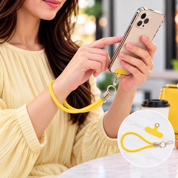 Liquid Silicone Short Wrist Phone Strap-Yellow