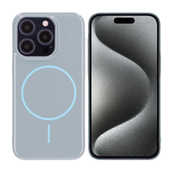 Glossy design Magnetic Case For iPhone 15 Pro Blue
