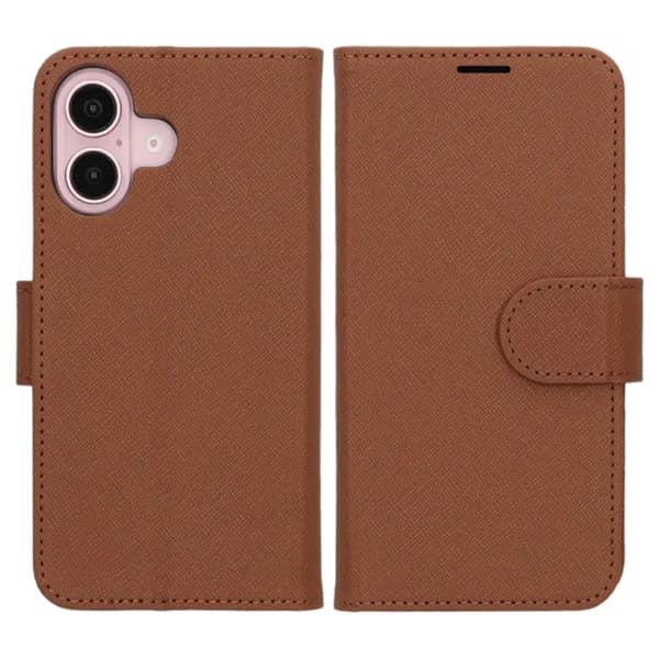 iPhone 16 Plus Wallet Case with Stand - Brown