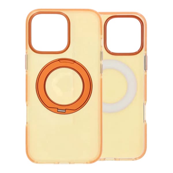 Stöttåligt skal med roterbart stativ för iPhone 16 Pro Max - Orange