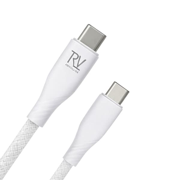 Rvelon USB-C Braided Charging Cable 60W Fast Charging 2m - White