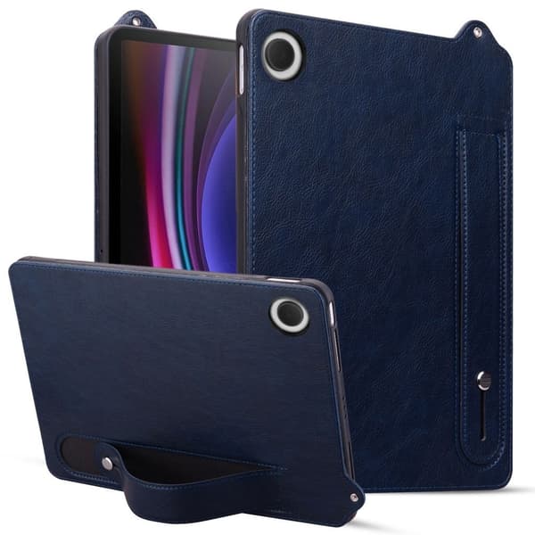 Samsung Galaxy Tab A11/Tab A9 Cover Stand Hand Strap PU Leather - Blue