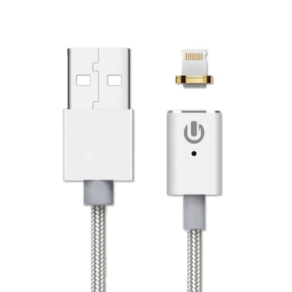 MFi Apple Certifierad Magnetic iPhone & iPad Lightning Till USB Kabel 1m - Silver Guld