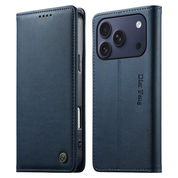DIERFENG iPhone 18 Pro/17 Pro Wallet Cover Card Holder RFID Blocking - Blue