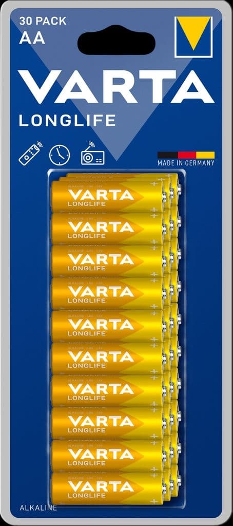 VARTA Longlife Alkaline AA battery LR06, 30-pack