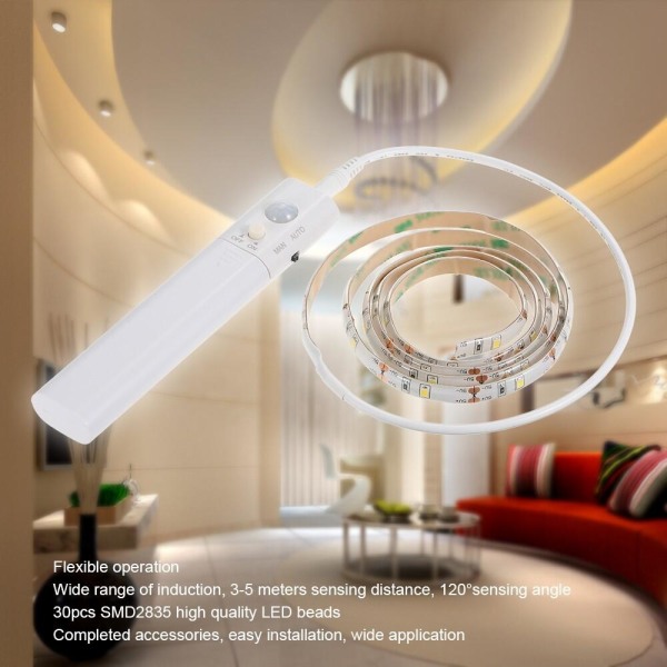 LED-slinga för garderob med rörelsesensor 1 m - Varmvit