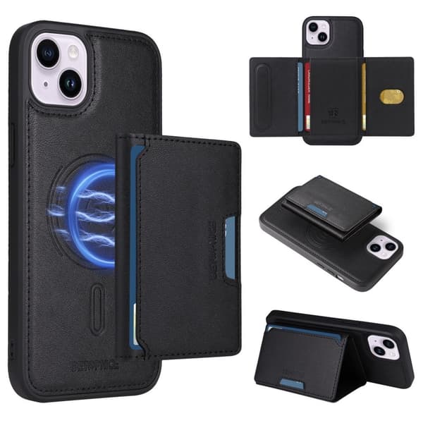 BETOPNICE iPhone 14 Plus MagSafe Case Detachable Card Holder - Black