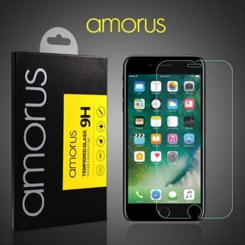 AMORUS for iPhone 7/8/SE 2 härdat skärmskydd 2.5D Arc Edge Svart