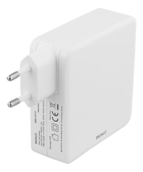 Deltaco 87W Laddare, USB-C PD, Snabbladdning, MacBook, iPhone m.fl.
