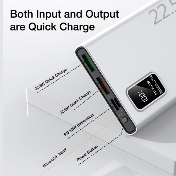 SiGN Super Powerbank 30000mAh, 22.5W - Svart