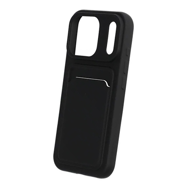 Silicone Mobile Case with Card Holder for iPhone 17 Pro - Black