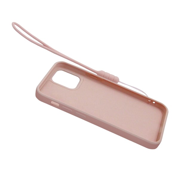iPhone 12/12 Pro Silikonskal med Ringhållare och Handrem - Rosa