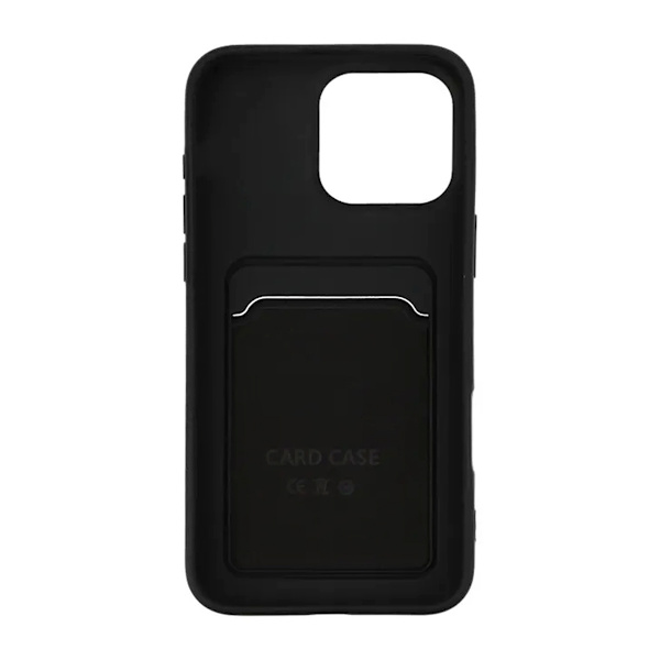 iPhone 16 Pro Silicone Case with Card Holder - Black