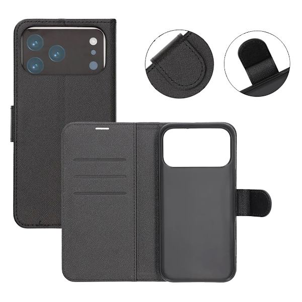 Wallet Case with Stand for iPhone 17 Pro Max - Black