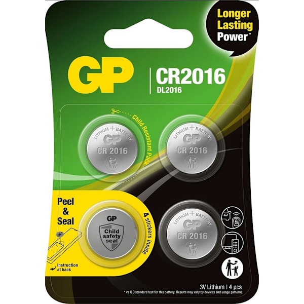 GP Button cell battery CR2016 3V - 4-pack