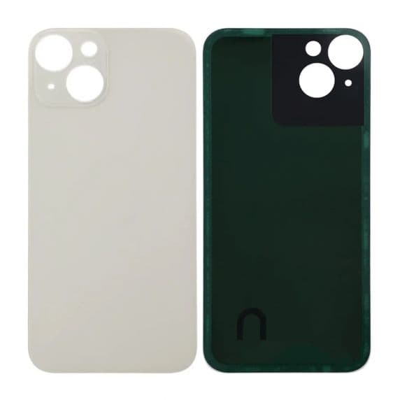 iPhone 14 Plus Baksida Glas med lins samt tejp - Vit Svart