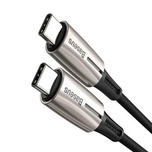 Baseus Kabel USB-C till USB-C, LED-indikator, PD 2.0, 60W, 3A, 1m - Svart Svart