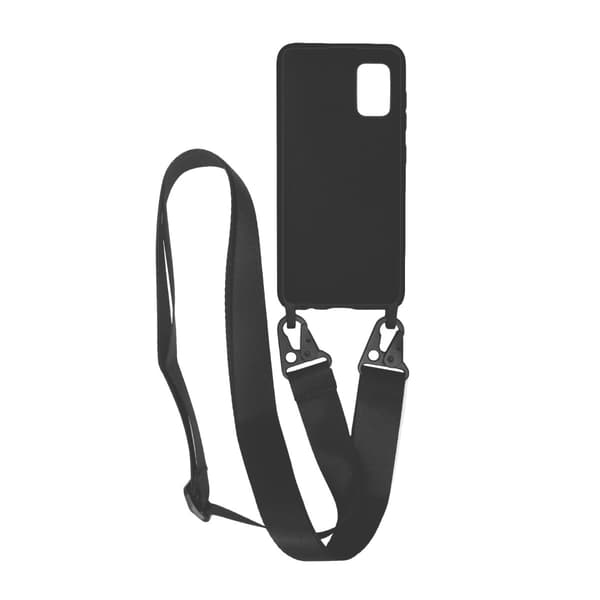 Samsung Galaxy A41 Silikonskal med Rem/Halsband - Svart