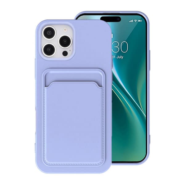 iPhone 16 Pro Silicone Case with Card Holder - Purple
