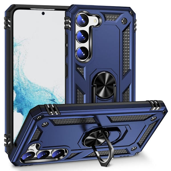 Samsung Galaxy S23 case with a metal ring - Blue