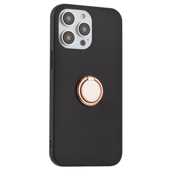 Matte iPhone 13 Pro Max case with a ring - Rose gold-colored