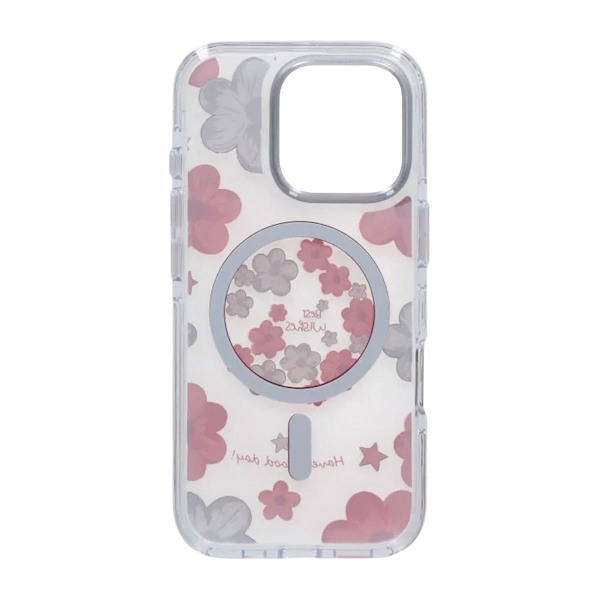 Gradient Floral Magnetic Case For iPhone 16 Pro Max Pink