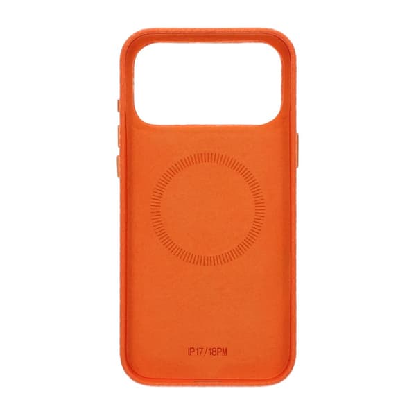 Mobilskal MagSafe i PU-läder med kristallstruktur för iPhone 17 Pro Max och 18 Pro Max - Orange