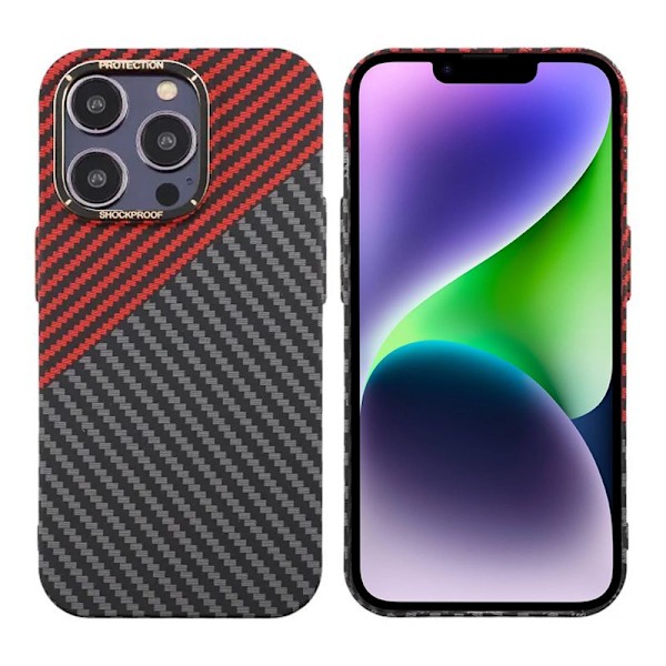 iPhone 15 Pro Max Mobilskal i Kolfiber - Röd/Svart