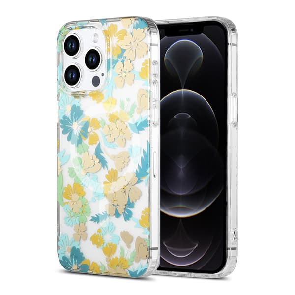 iPhone 12 Pro Max MagSafe Mobile Case - Flowers Turquoise