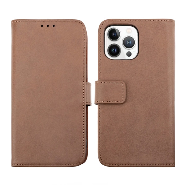 iPhone 14 Pro Max Plånboksfodral Läder Rvelon - Brun