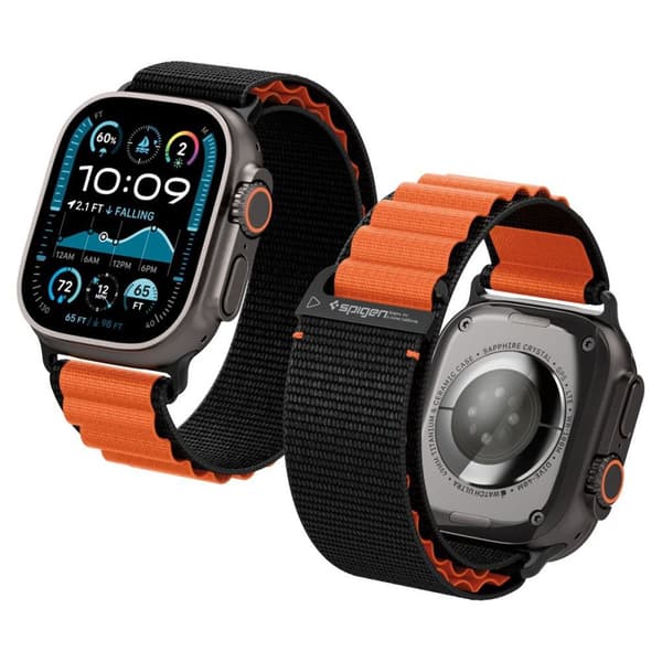 Spigen WBF1 Chef Strap for Apple Watch 44/45/46/49mm - Black/Orange