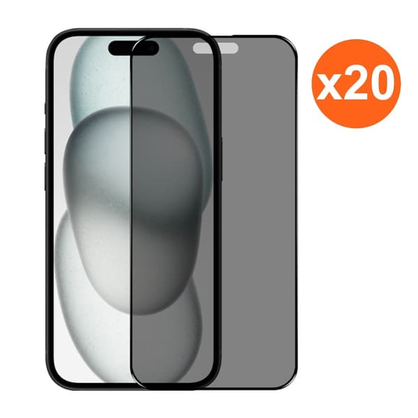 Screen Protector for iPhone 14 Pro/15/16-Privacy Full Cover Tempered Glass RV no frame 20 pcs bulk